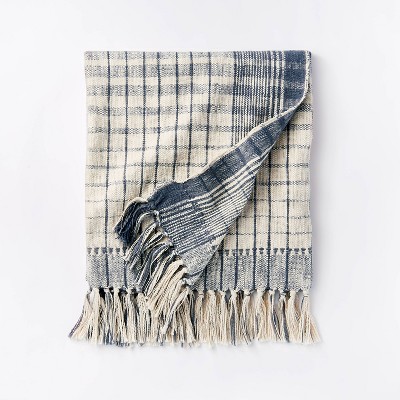 Woven Cotton Plaid Throw Blanket Blue/Cream - Threshold™ designed with Studio McGee