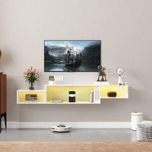 NicBex 65.35in Wall Mounted Floating TV Stand with 20 Color LEDs and Charging Station Modern Entertainment Center for Living Room, Bedroom - 1 of 4