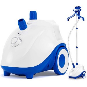 BestParts 1500W Standing Garment Steamer with Roll Wheels, 1.7L Water Tank, 55 Min Continuous Steam, White/Blue - 1 of 4