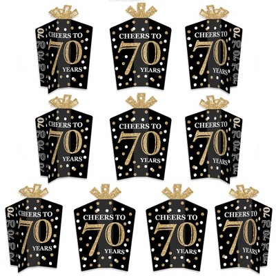 Big Dot of Happiness Adult 70th Birthday - Gold - Table Decorations - Birthday Party Fold and Flare Centerpieces - 10 Count