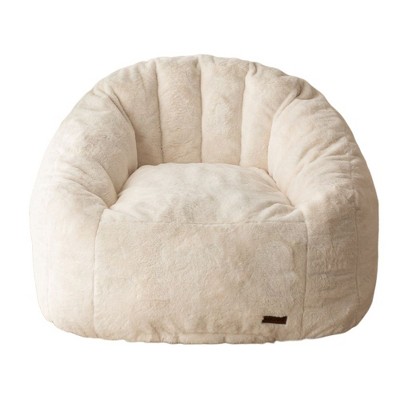 MAXYOYO Beige Giant Bean Bag Chair, Oversized Bean Bag Couch for Adults and Kids, Faux Fur for Gaming, Reading