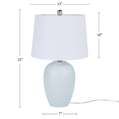 23" Light Blue Ceramic Urn Table Lamp with White Shade