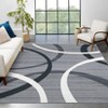 Indoor Modern Stripe Abstract Area Rugs for Living Room Bedroom Ultra Soft Washable Low Pile Non Slip Carpet Thin Floor Mat 9'x12'Grey - 2 of 4