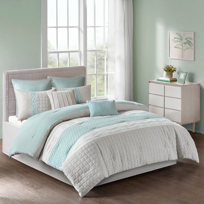 8pc Queen Arlie Comforter Set Seafoam/gray - 510 Design : Target