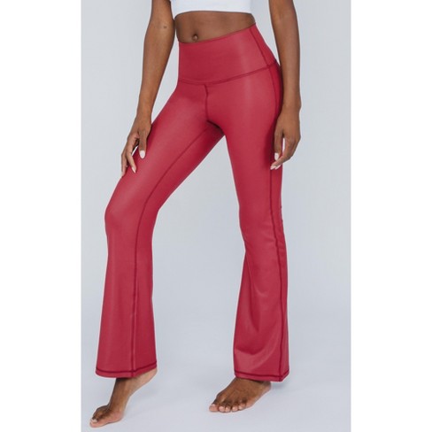 90 Degree By Reflex Interlink High Shine Cire Elastic Free V-back Flared  Leg Yoga Pants - Rhubarb - Small : Target