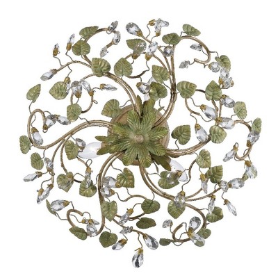 Josie Champagne Green Tea 5-Light Crystal Semi-Flush Chandelier