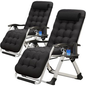 Docred Zero Gravity Chair with Cushion, Cup Holder & Headrest for Lawn, Patio & Pool – Standard & Oversized, Single & 2-Pack Options - 1 of 4