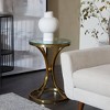 Contemporary Stainless Steel Accent Table with Round Base - Olivia & May - 2 of 4