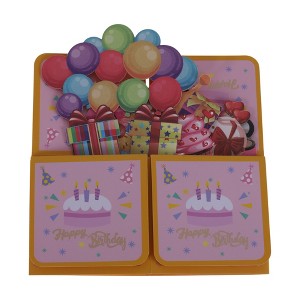 Unique Bargains Greeting Card 3D Birthday Card with Envelope Paper Pink 7.5"x7.5"x0.4" 1 Pc - 1 of 4