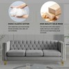 Ridstar 3 Ssat Modern Velvet Buttons Tufted Sofa with Metal Legs & Arm Couch For Living Room & Office-Grey - 3 of 4