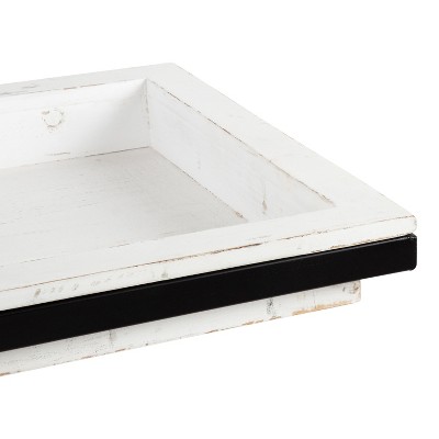 Lockridge Modern Industrial White Wood and Metal C-Table with Storage
