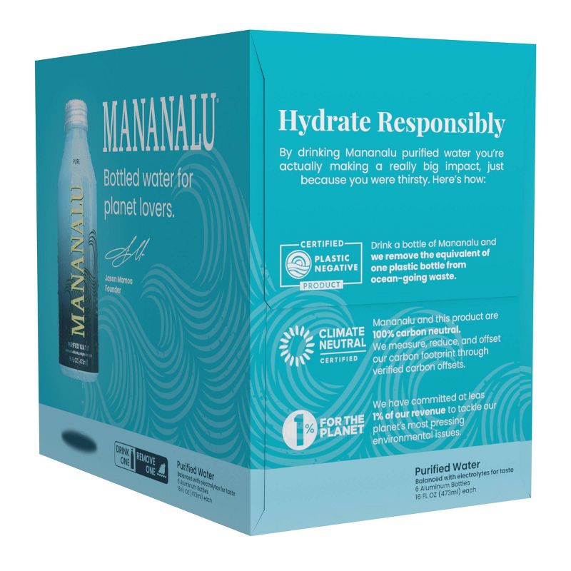 Mananalu Pure Water - 6pk/16 fl oz Bottle, 3 of 9