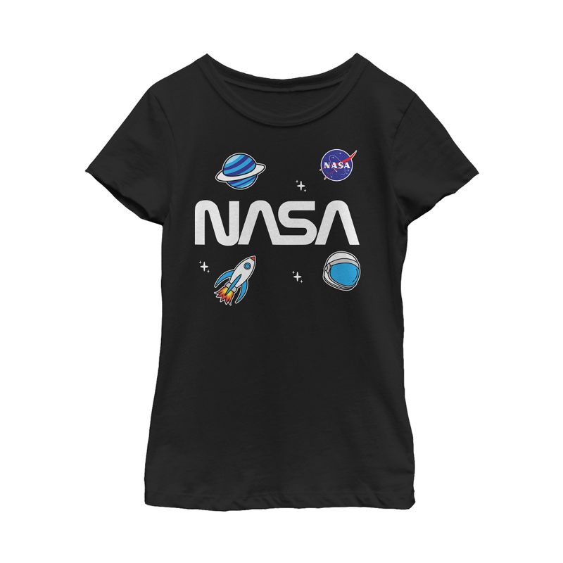 Girl's NASA Logo Space Emoji T-Shirt, 1 of 4