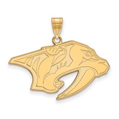 Black Bow Jewelry 10k Yellow Gold Nashville Predators NHL Large Pendant