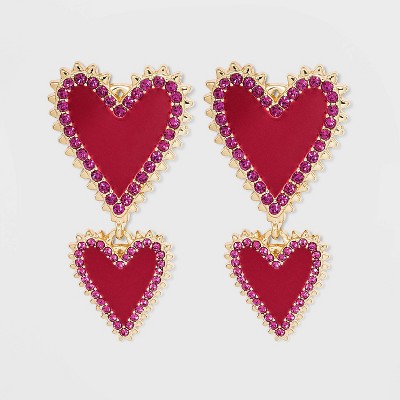 SUGARFIX by BaubleBar Crystal Trim Heart Drop Earrings