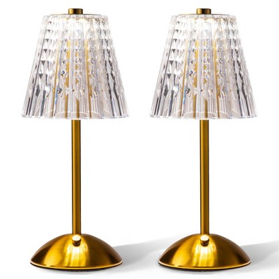 Bell + Howell Addison Table Lamp 2 Pack Small Cordless Touch LED Rechargeable, Gold Base