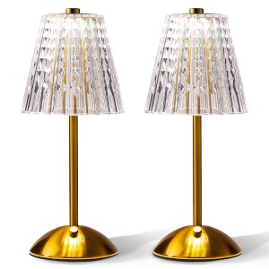 Bell + Howell Addison Table Lamp 2 Pack Small Cordless Touch LED Rechargeable, Gold Base - 1 of 4