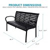 TiramisuBest 45.7in. Patio Bench Black Steel and WPC,Black - 3 of 4