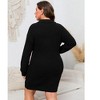 Clearlove Women's Plus Size Long Sleeve Ribbed Knit Sweater Dress Casual Elegant Midi Dresses - 4 of 4