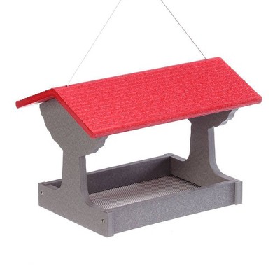 Birds Choice Green Solutions Fly-Thru Feeder Gray with Red Roof