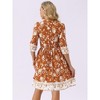 INSPIRE CHIC Women's Summer Floral V Neck Half Sleeve Drawstring Waist Flowy Boho Mini Dress - 4 of 4