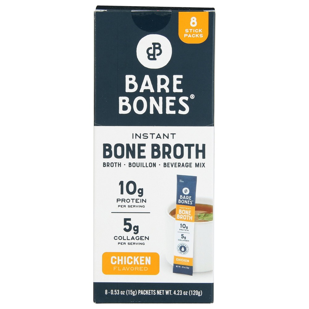 Bare Bones Gluten Free Chicken Flavored Instant Bone Broth - 4.23oz/8ct