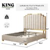 AMERLIFE Upholstered Bed, Modern Velvet Bed Frame with 61.4" Tall Gold Trim Headboard - 2 of 4