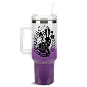 Elanze Designs Woodland Bunny Rabbit Flower Garden 40 oz. Stainless Steel, Large Water Bottle Coffee Mug, Spill & Leak Resistant, Thermal Travel - 1 of 1