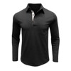 Mens Fall Casual Long Sleeve Polo Shirts Summer Button Collar Fashion Classic Top Blouse With Pocket - 2 of 4