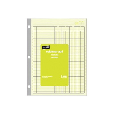 Staples Columnar Books 100 Pages Green 2/Pack (217844ABF)