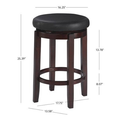 Maya 24" Black Faux Leather Swivel Counter Stool