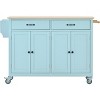 Multi-Functional Kitchen Island Cart with 2 Drawers, 4 Doors, Spice Racks & 5 Wheels, Rolling Storage Cabinet for Kitchen or Dining-The Pop Home - 3 of 4