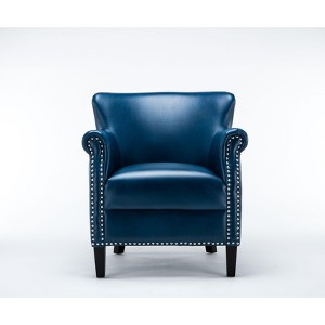 Okak Fine Accent Chair with Comfy Back Upholstery Cushion Club Chair Armchair Single Sofa for Living Room Waiting Room Reading Spaces, Navy Blue - 1 of 4