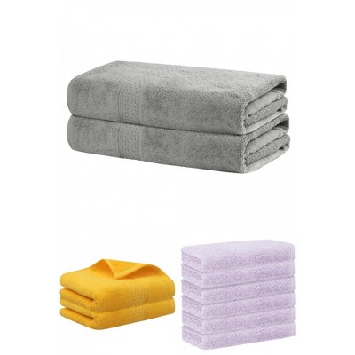 REGALWOVEN Absorbent Solid Bath Hand Face Cloths Cotton Towels 3 Piece Sets