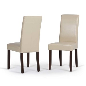 Normandy Parson Dining Chair Set of 2 SatCream Faux Leather - Wyndenhall, Ivory