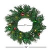Holiday Wonderland Battery Operated, Pre-Lit Artificial Pine Wreath with Ornaments, 24in - 3 of 3