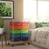 Gymax Stylish and Functional Organizer Cart Metal Frame Spacious Storage Easy Mobility Versatile Design Hot Pink/Macaron/Pink/Rainbow - 3 of 4