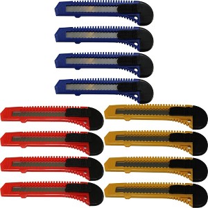 MotoProducts 12 Bulk 6" Box Cutters Assorted Colors with Snap-Off Blades and Safety Locks - 1 of 4