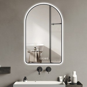 ALEXOUN 28"x48"Arched Mirror for Bathroom,Anti-Fog,Modern VanityMirror, Perfect for over Sink,Black Frame - 1 of 4
