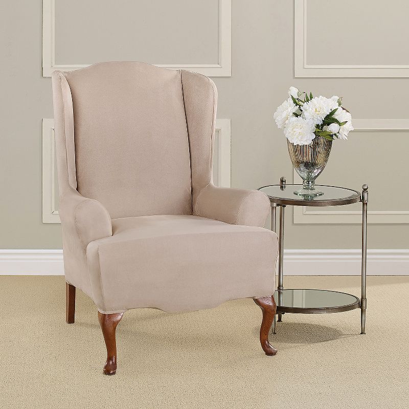 Ultimate Stretch Suede Wing Chair Slipcover - Sure Fit, 3 of 5