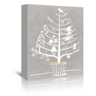 32" x 48" White Ornament Tree I by Pi Holiday Collection Wrapped Canvas Wall Art - Americanflat