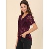 INSPIRE CHIC Women's V Neck Short Sleeves Floral Lace Blouse - 4 of 4