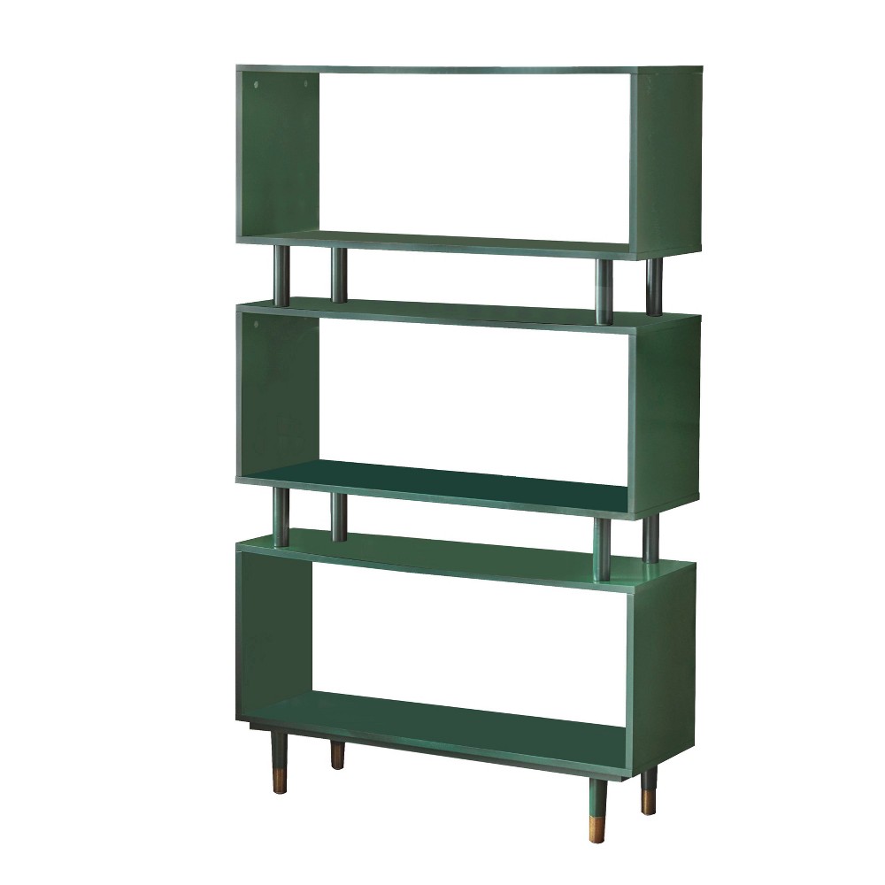 Photos - Garden & Outdoor Decoration Buylateral 59.5" Margo Bookshelf Dark Green: Modern Style, 3-Tier, Laminate Surface, Brass Hardware