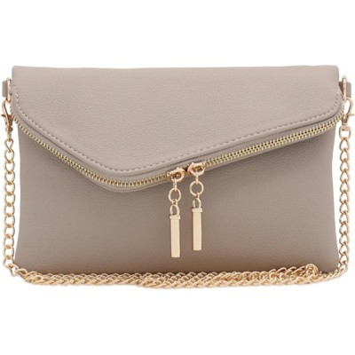 FATMOON Envelope Wristlet Clutch Crossbody Bag with Detachable Chain Strap, Faux Leather Purse with Magnetic Snap Flap and Hardware