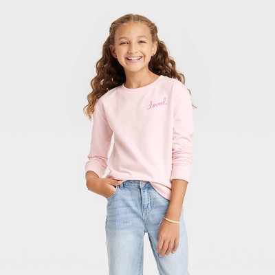 Girls' Valentine's Day Pullover Sweatshirt - Cat & Jack™ Soft Pink