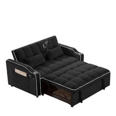 NicBex Modern Pull Out Sofa Bed Convertible Sofa Couch with Adjustable Back, USB Port and Swivel Phone Stand for Living Room