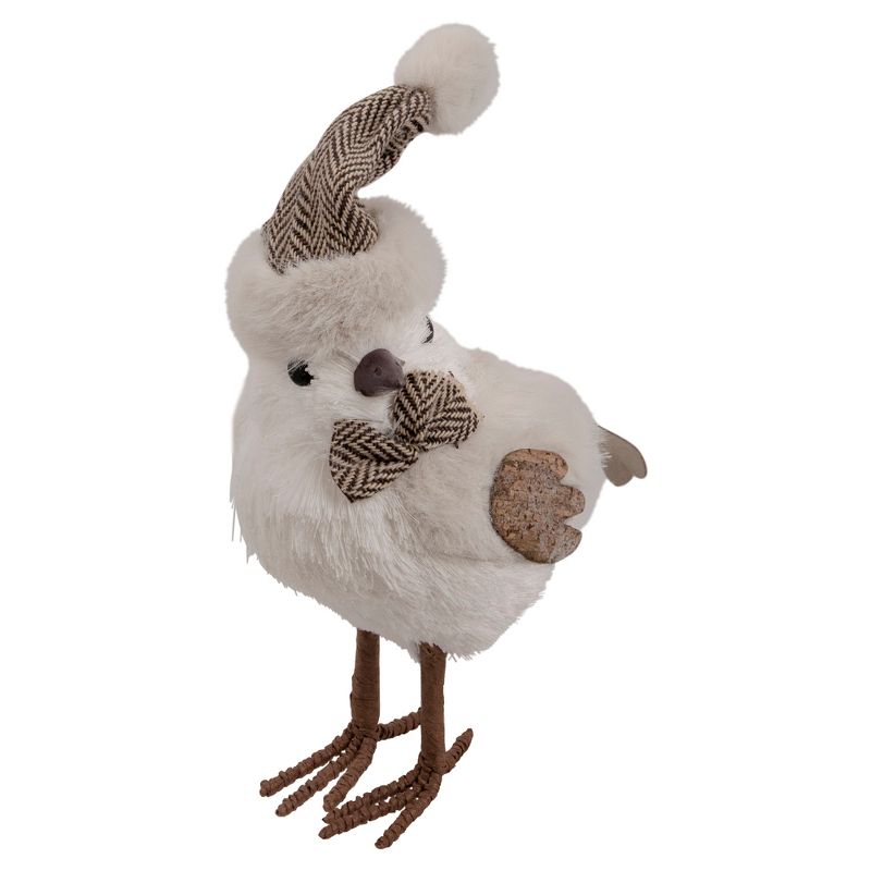 Northlight 10" Standing Glittered Bird with Winter Hat Christmas Figure, 1 of 6