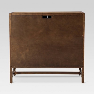 Warwick Brown Wood and Rattan 2-Door Cabinet with Adjustable Shelving