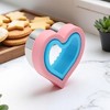 Unique Bargains Sandwich Heart Cookie Cutter Hand Washable Stainless Steel Plastic Blue Pink 3.9"x4.1"1.6" 1Pcs - 2 of 4