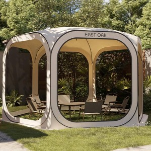 East Oak 135.6" x 135.6" Screen House with UV Protection 10 Person Beige: Polyester Canopy, Steel Poles, UPF 50+ - 1 of 4